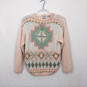 VINTAGE southwestern pattern pastel sweater